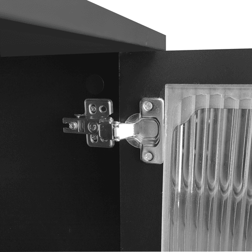 Móvel moderno para televisão - com portas de rotim e 2 gavetas - pés metálicos - Preto