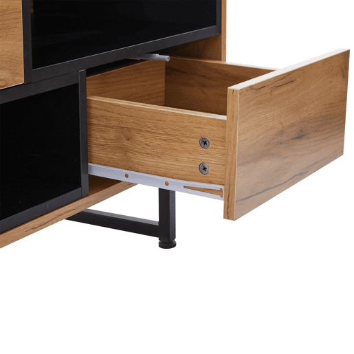 Armário para TV - com 2 gavetas 2 portas 2 compartimentos abertos - Natural