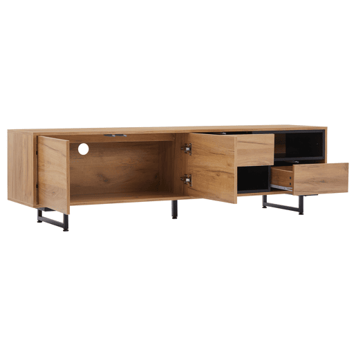 Armário para TV - com 2 gavetas 2 portas 2 compartimentos abertos - Natural
