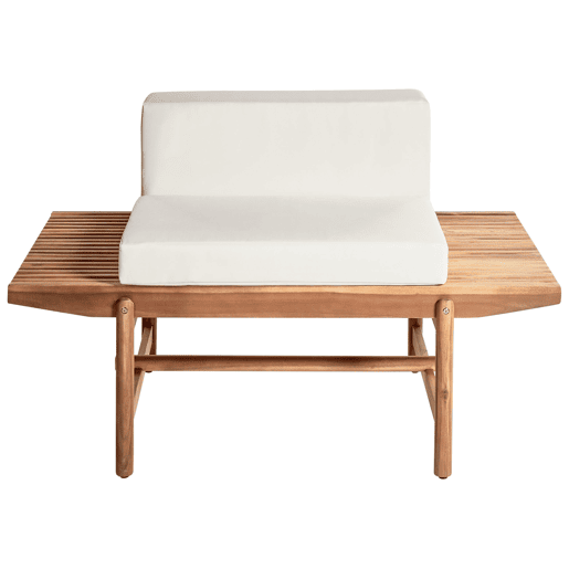 Bancos de jardim com almofadas GIAVENO 135 cm Madeira de acácia Branco creme