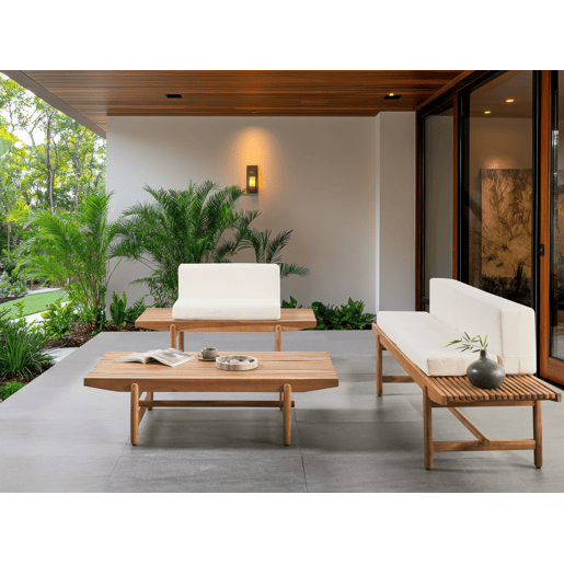 Bancos de jardim com almofadas GIAVENO 135 cm Madeira de acácia Branco creme