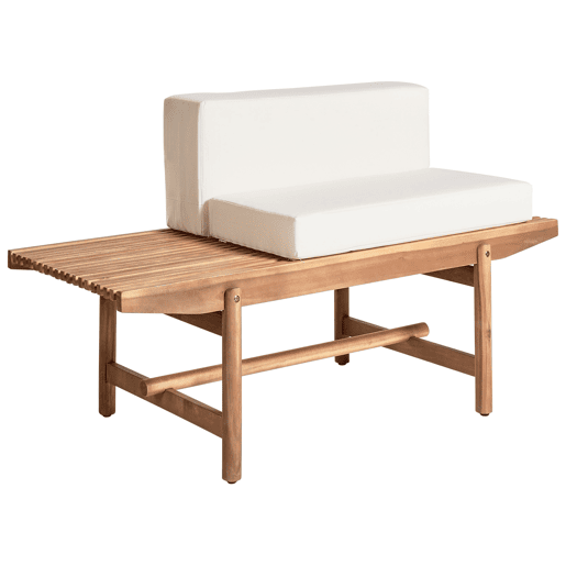 Bancos de jardim com almofadas GIAVENO 135 cm Madeira de acácia Branco creme