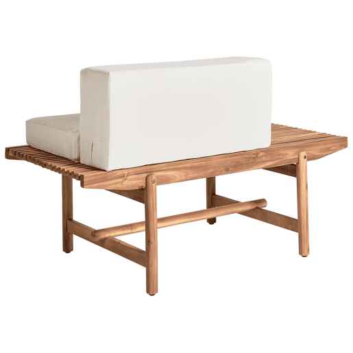 Bancos de jardim com almofadas GIAVENO 135 cm Madeira de acácia Branco creme