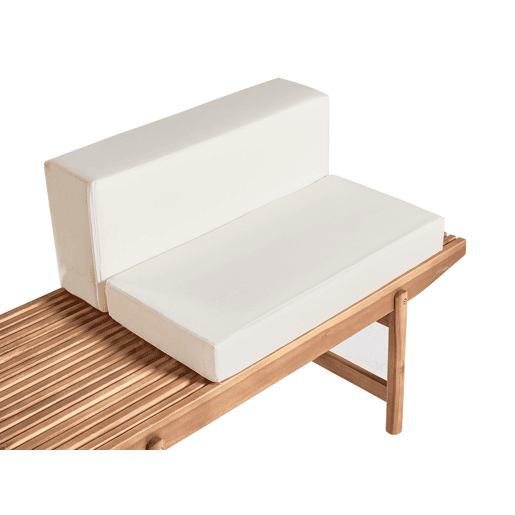 Bancos de jardim com almofadas GIAVENO 135 cm Madeira de acácia Branco creme