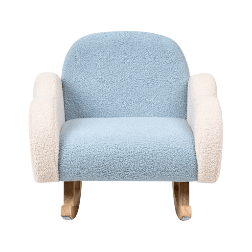 Cadeira de baloiço para crianças em tecido bouclé azul claro SKARE