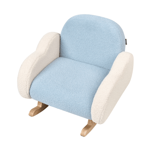 Cadeira de baloiço para crianças em tecido bouclé azul claro SKARE