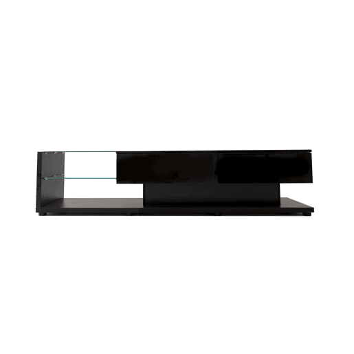 Suporte para TV 170cm com LED e ecrã de vidro - 2 gavetas - Preto