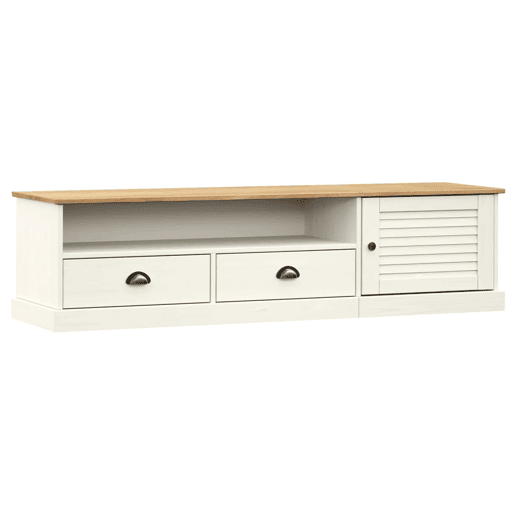 Móvel de TV - Modulo de TV - Armário de TV VIGO 156x40x40 cm madeira de pinho maciça branco