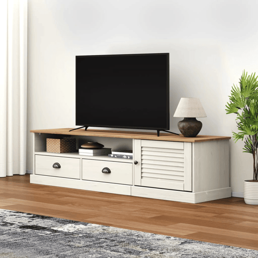 Móvel de TV - Modulo de TV - Armário de TV VIGO 156x40x40 cm madeira de pinho maciça branco