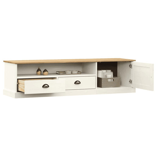 Móvel de TV - Modulo de TV - Armário de TV VIGO 156x40x40 cm madeira de pinho maciça branco