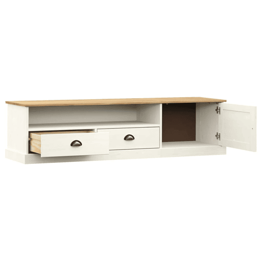 Móvel de TV - Modulo de TV - Armário de TV VIGO 156x40x40 cm madeira de pinho maciça branco