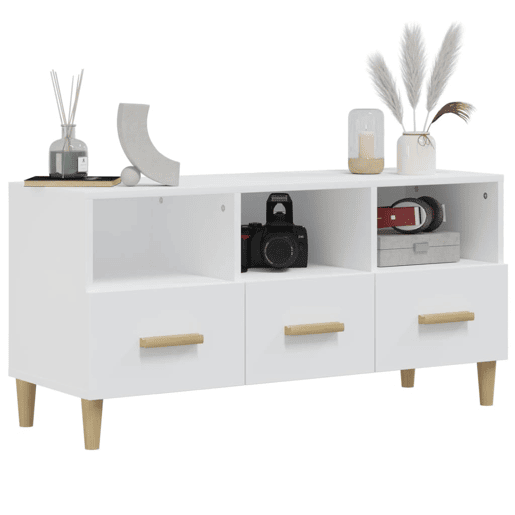 Móvel para TV - Móvel de TV - Armário de TV 102x36x50 cm derivados madeira branco brilhante