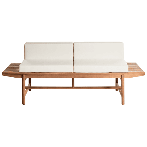 Bancos de jardim com almofadas GIAVENO 210 cm Madeira de acácia Branco creme