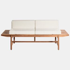 Bancos de jardim com almofadas GIAVENO 210 cm Madeira de acácia Branco creme