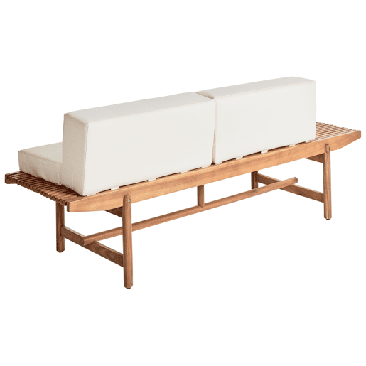 Bancos de jardim com almofadas GIAVENO 210 cm Madeira de acácia Branco creme