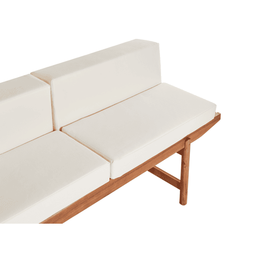 Bancos de jardim com almofadas GIAVENO 210 cm Madeira de acácia Branco creme