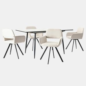Mesa elástica em mármore branco WHALEN com perna preta + mesa giratória California KD Bege *2