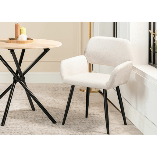 Elegante conjunto de mesa de jantar com efeito madeira e 2 cadeiras FONTANA KD 80CM ESCURO + MAYFAIR BEGE