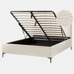 Cama baú Bouclé SEZANNE 160 x 200 cm Branco creme