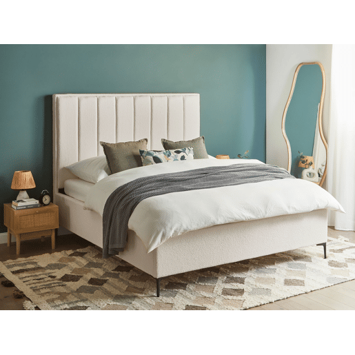 Cama baú Bouclé SEZANNE 160 x 200 cm Branco creme