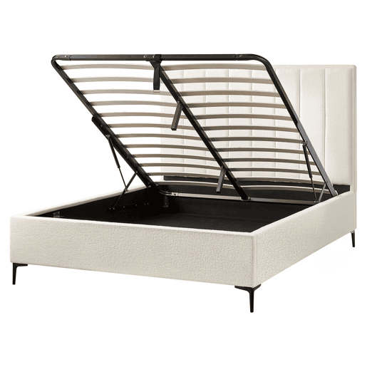 Cama baú Bouclé SEZANNE 160 x 200 cm Branco creme