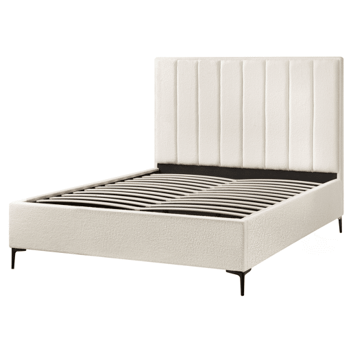 Cama baú Bouclé SEZANNE 160 x 200 cm Branco creme