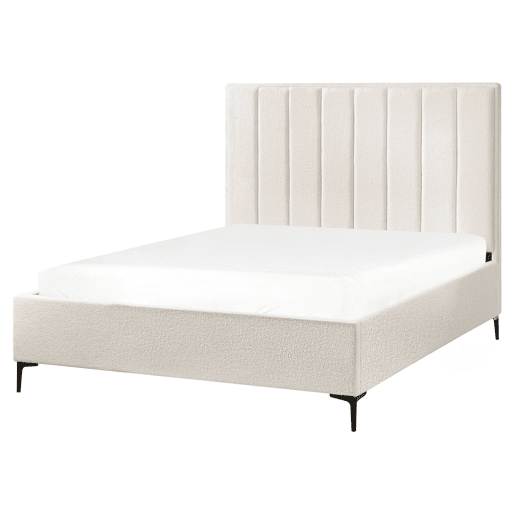 Cama baú Bouclé SEZANNE 160 x 200 cm Branco creme