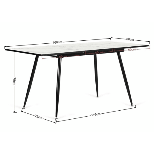 Mesa elástica em mármore branco WHALEN com pernas pretas + camurça KD da Califórnia e giratória castanha *2