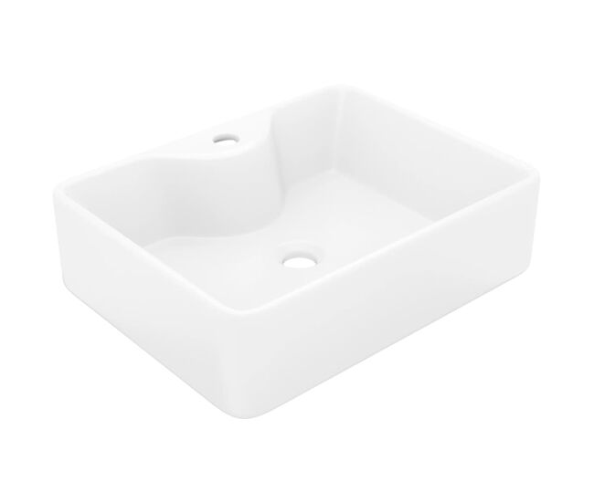 Lavabo - lavamanos de cerámica cuadrado orificio de grifo y desagüe blanco