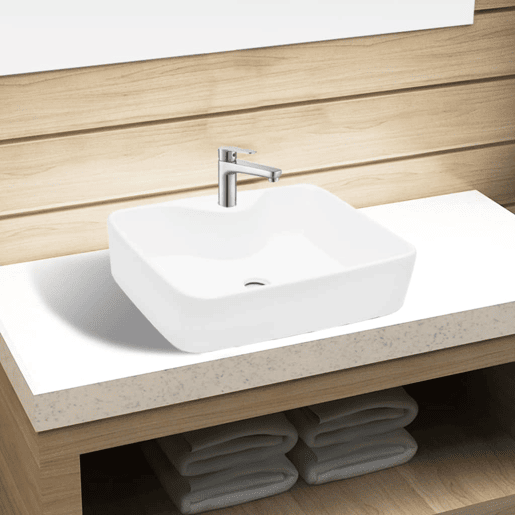 Lavatório - Lavabo - Pia de banheiro cerâmica redondo com furo para torneira, quadrado,branco