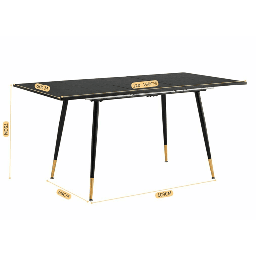 MESA ELÁSTICA WHALEN DE MADEIRA ESCURA BG B + CHARLTON SUEDE BROWN S FRXZ conjunto de mesa extensível com efeito de madeira preta 120-160 e 4 cadeiras estilo escandinavo retro