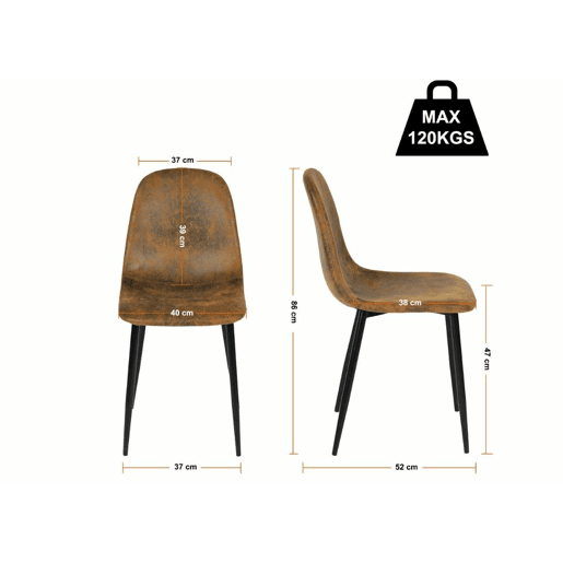 MESA ELÁSTICA WHALEN DE MADEIRA ESCURA BG B + CHARLTON SUEDE BROWN S FRXZ conjunto de mesa extensível com efeito de madeira preta 120-160 e 4 cadeiras estilo escandinavo retro