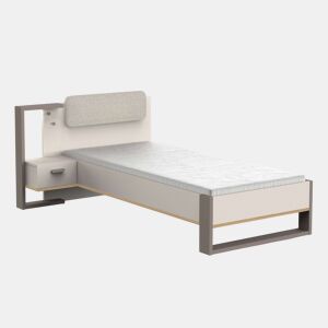 Cama Juvenil Camillia com Mesa de Cabeceira 90x200 cm em Carvalho Vicenza, Cinza e Barro, em Melamina
