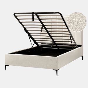 Cama baú Bouclé SEZANNE 140 x 200 cm Branco creme