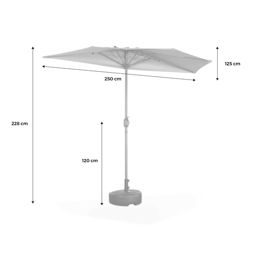 Meio guarda-chuva para varanda 2,5m, Calvi, Verde caqui, 250x250x228 cm