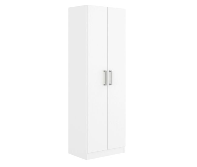 Armario auxiliar multiusos alto con 2 puertas abatibles y 4 espacios interiores en color blanco mate 61x170 cm