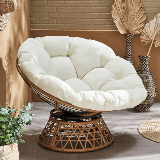 Cadeirão Papasan em polyrotin, loveuse exteriorinterior, 96cm, Tahiti, Cru, 96x77x86 cm