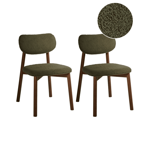Conjunto de 2 cadeiras de jantar MILLS Bouclé Verde escuro