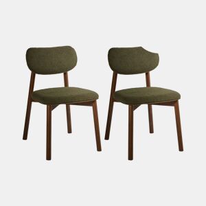 Conjunto de 2 cadeiras de jantar MILLS Bouclé Verde escuro