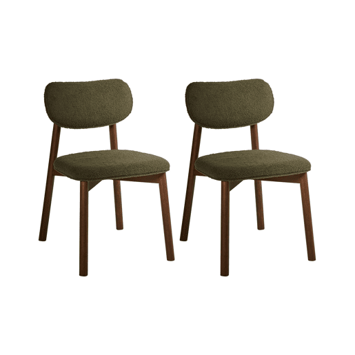 Conjunto de 2 cadeiras de jantar MILLS Bouclé Verde escuro