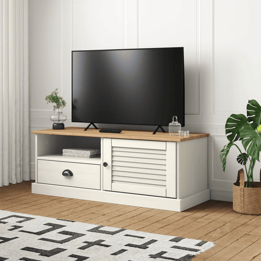 Móvel de TV - Modulo de TV - Armário de TV VIGO 106x40x40 cm madeira de pinho maciça branco Móvel de TV - Modulo de TV - Armário de TV VIGO 106x40x40 cm madeira de pinho maciça branco