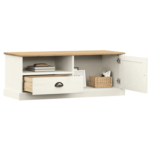 Móvel de TV - Modulo de TV - Armário de TV VIGO 106x40x40 cm madeira de pinho maciça branco Móvel de TV - Modulo de TV - Armário de TV VIGO 106x40x40 cm madeira de pinho maciça branco