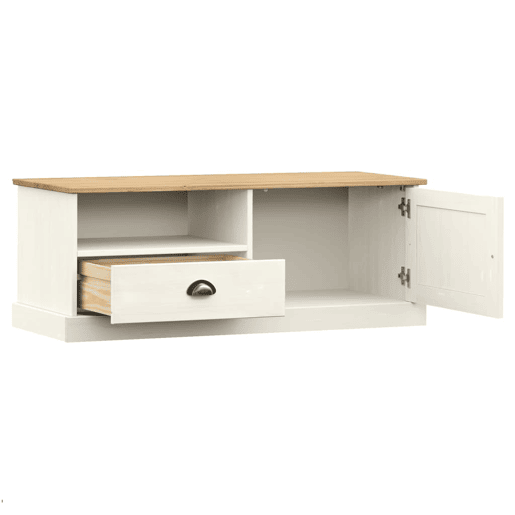 Móvel de TV - Modulo de TV - Armário de TV VIGO 106x40x40 cm madeira de pinho maciça branco Móvel de TV - Modulo de TV - Armário de TV VIGO 106x40x40 cm madeira de pinho maciça branco