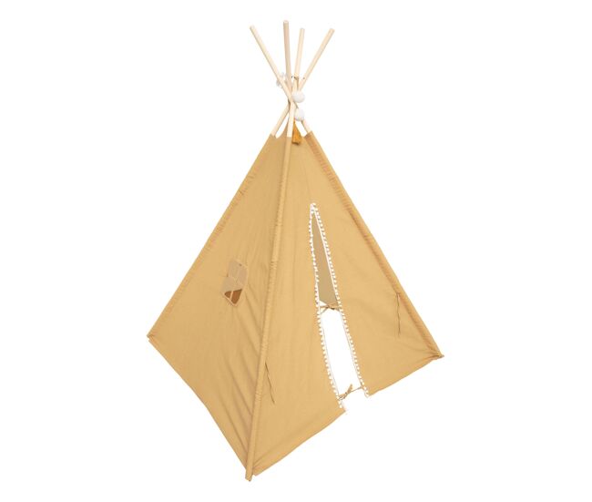 Tipi infantil wapi ocre 120 cm - enrollable y portátil, en poliéster y algodón tienda campaña infantil