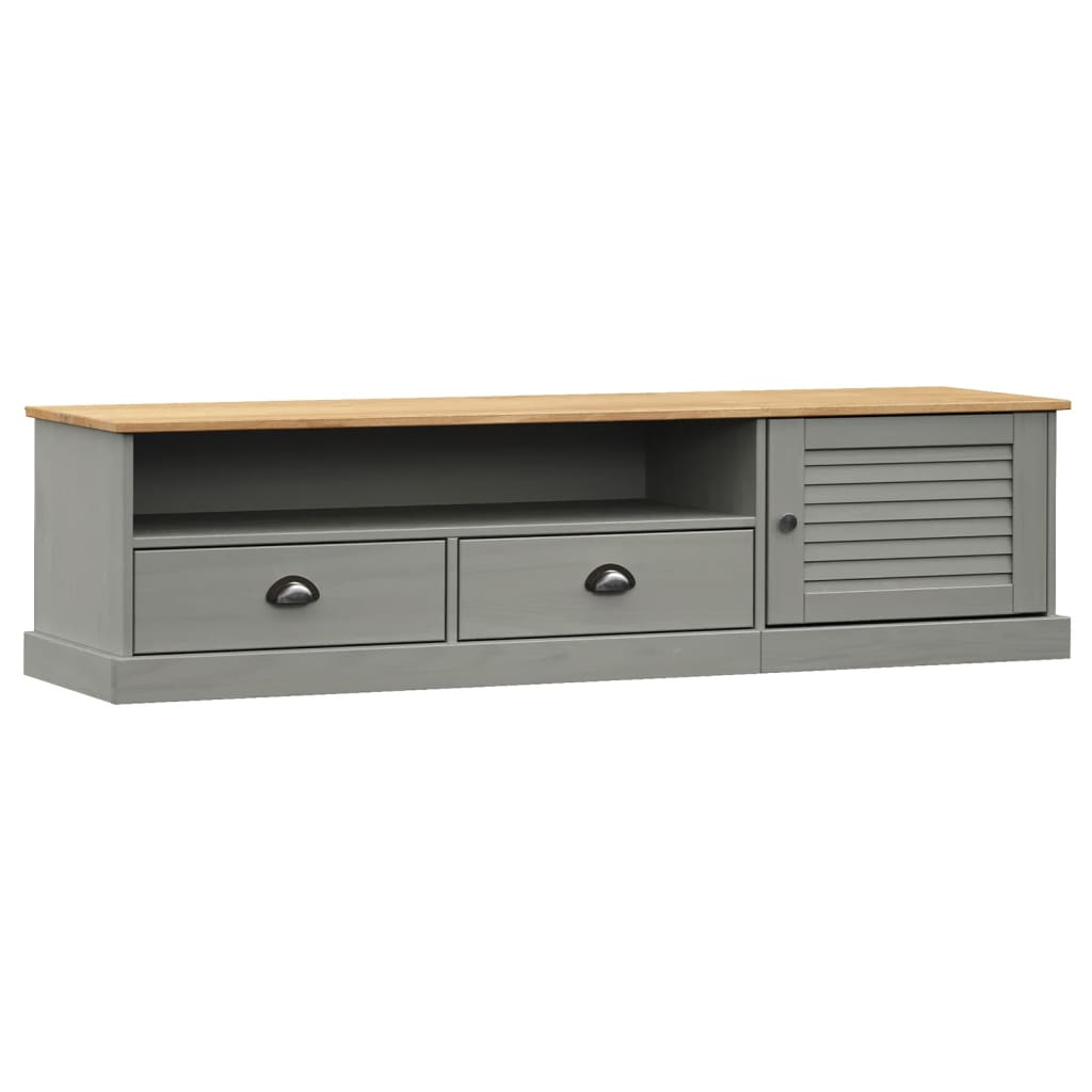 mueble para tv - mueble tv - mesa de tv vigo madera maciza de pino gris 156x40x40 cm