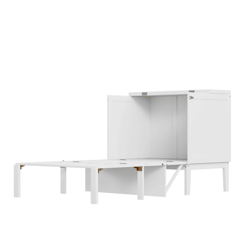 Cama dobrável de madeira 90x200 cm - com estrado - Branco