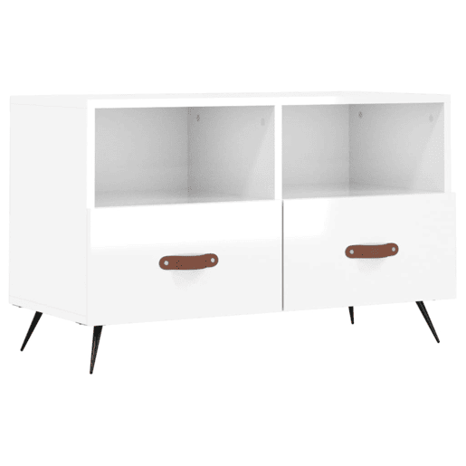 Móvel de TV - Modulo de TV - Armário de TV 80x36x50 cm derivados de madeira branco brilhante