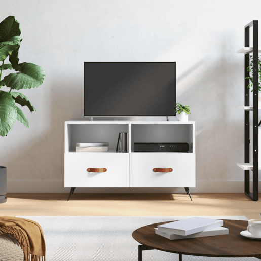 Móvel de TV - Modulo de TV - Armário de TV 80x36x50 cm derivados de madeira branco brilhante