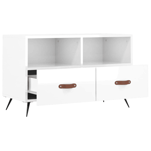 Móvel de TV - Modulo de TV - Armário de TV 80x36x50 cm derivados de madeira branco brilhante