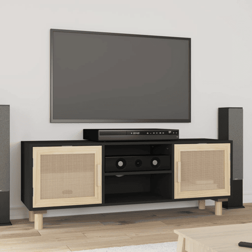 Móvel de TV - Modulo de TV - Armário de TV 105x30x40 cm pinho maciçovime natural preto